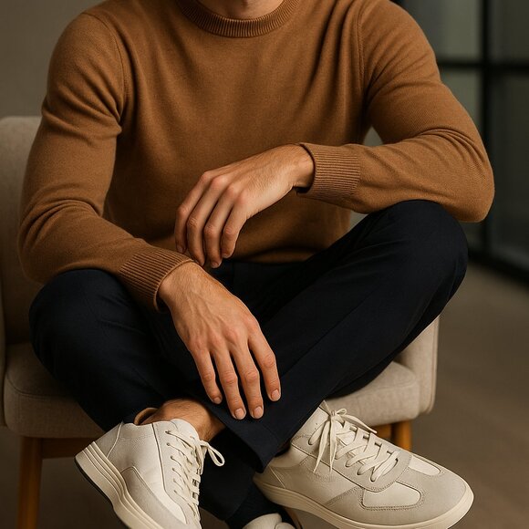 Cole Haan Grand.OS White Leather & Suede Sneakers – Men’s Size 11.5M - Picture 2 of 11